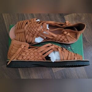 Espiritu Durango Nubuck Woven Leather Sandals, Men's 9, Saddle Leather